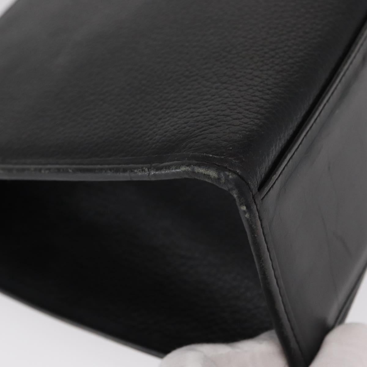 Burberrys Hand Bag Leather Black Silver Auth ep12447