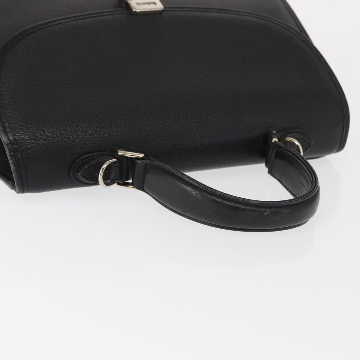 Burberrys Hand Bag Leather Black Silver Auth ep12447