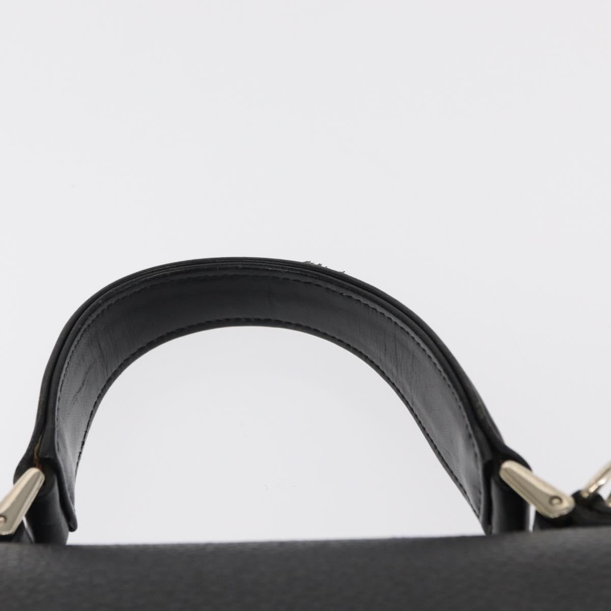 Burberrys Hand Bag Leather Black Silver Auth ep12447