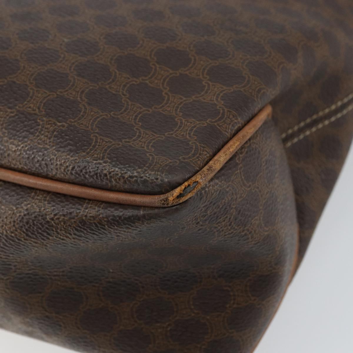 CELINE Macadam Canvas Tote Bag PVC Leather Brown Gold Auth ep12452
