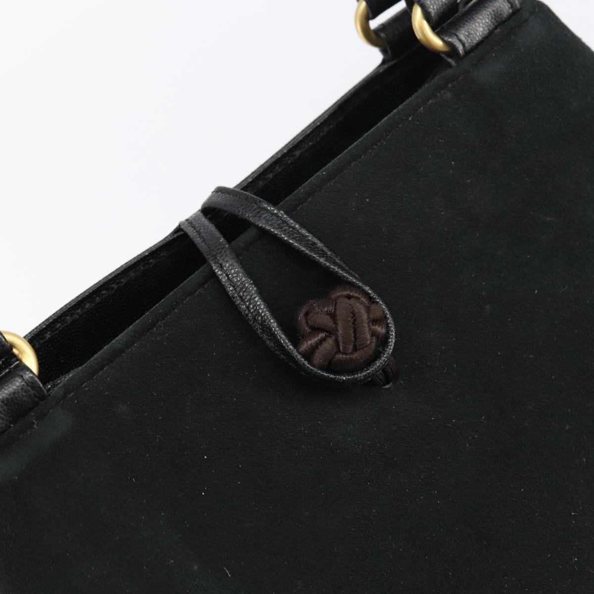 Burberrys Tote Bag Suede Black Gold Auth ep12453