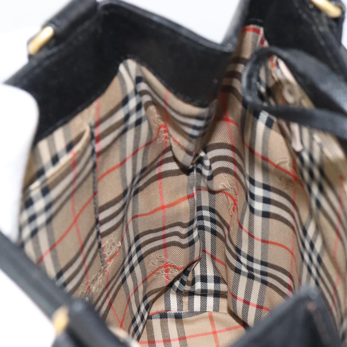 Burberrys Tote Bag Suede Black Gold Auth ep12453