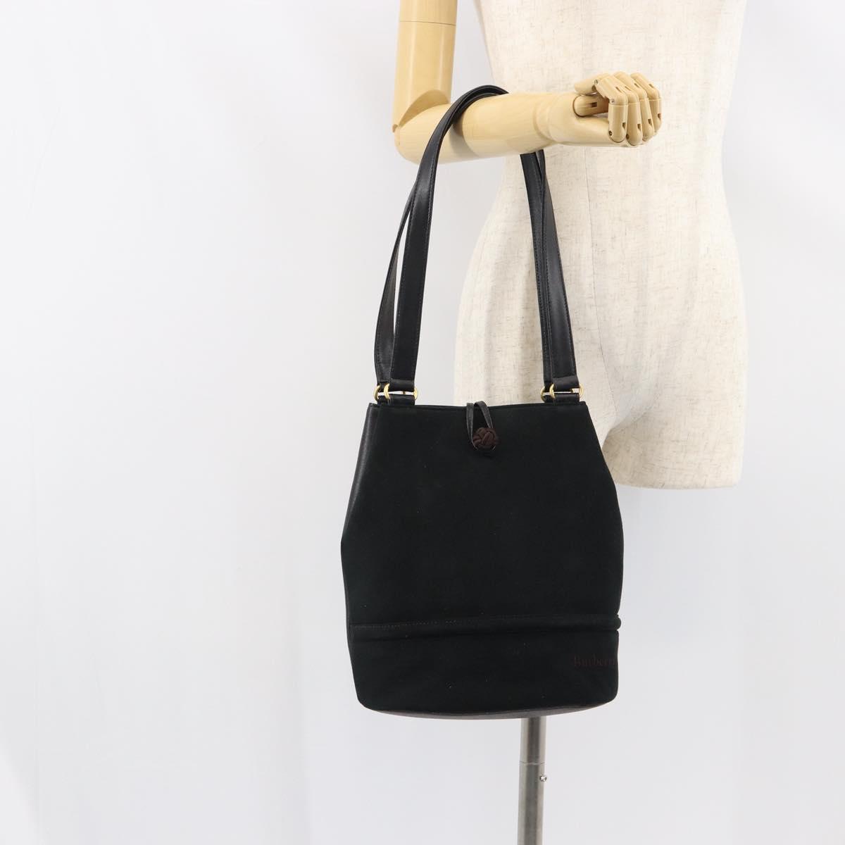 Burberrys Tote Bag Suede Black Gold Auth ep12453