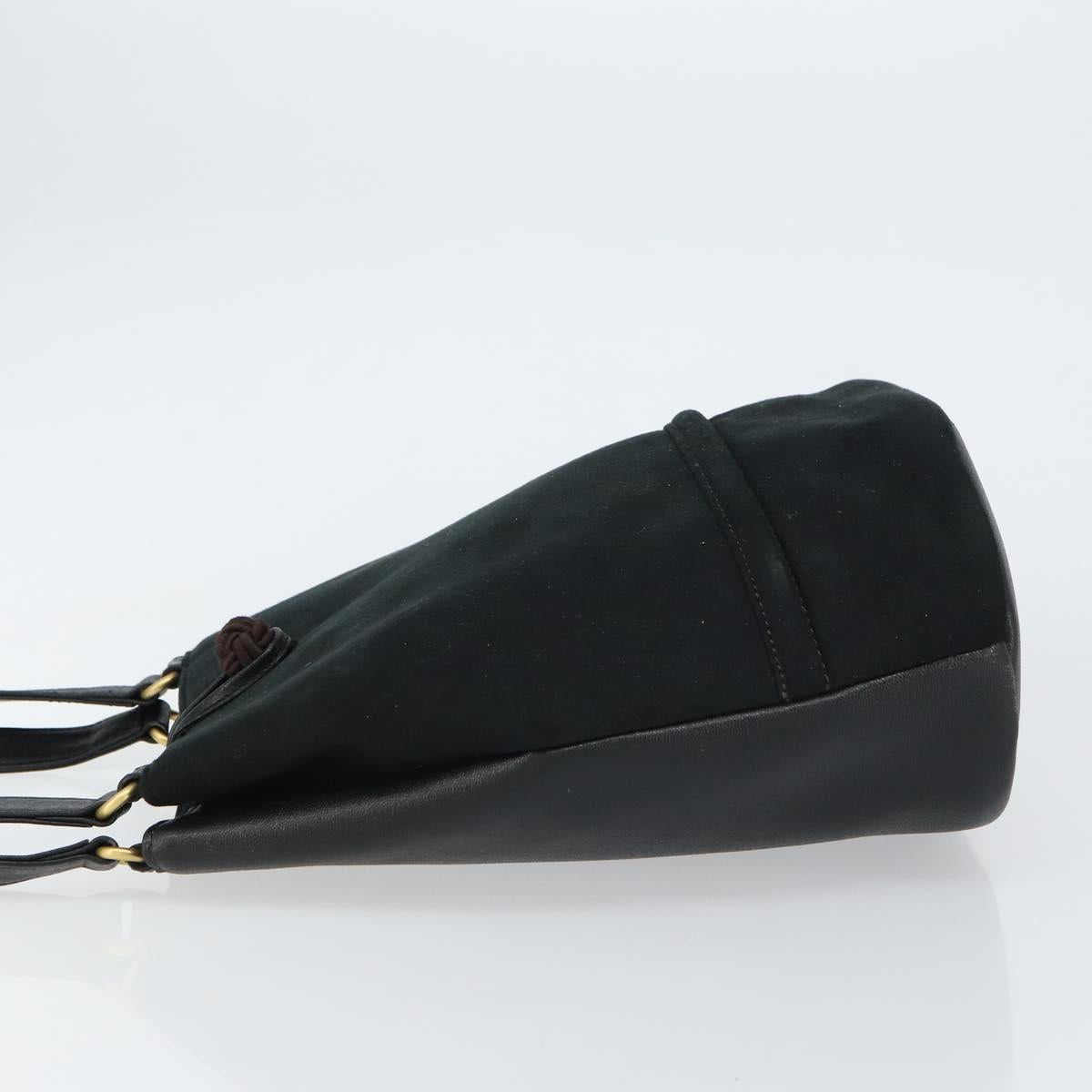 Burberrys Tote Bag Suede Black Gold Auth ep12453