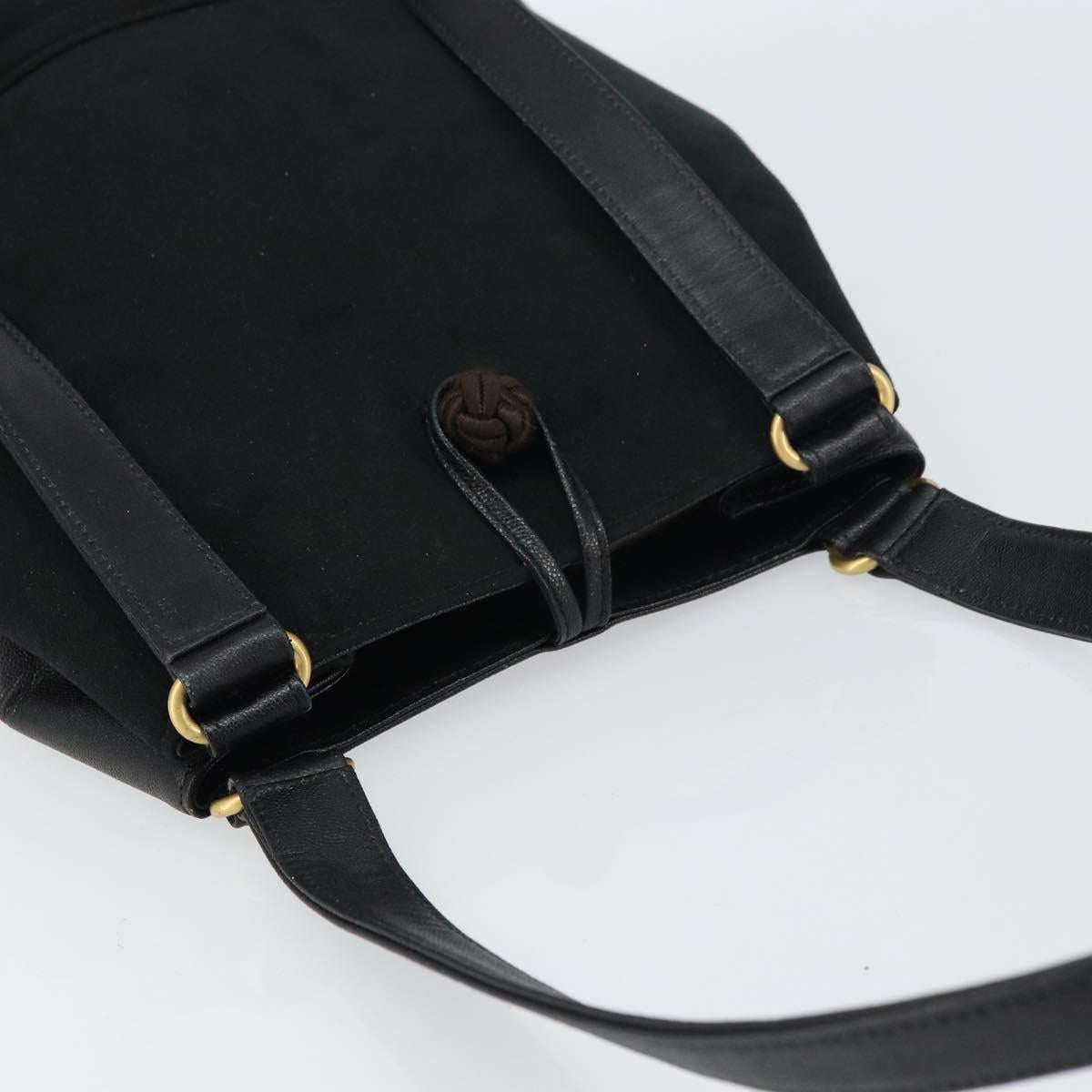 Burberrys Tote Bag Suede Black Gold Auth ep12453