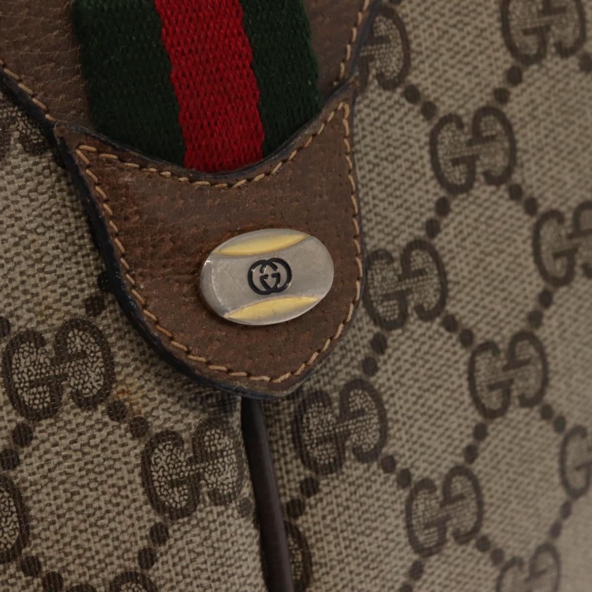 GUCCI GG Supreme Web Sherry Line Bag PVC Beige Gold 904 02 047 Auth ep12468