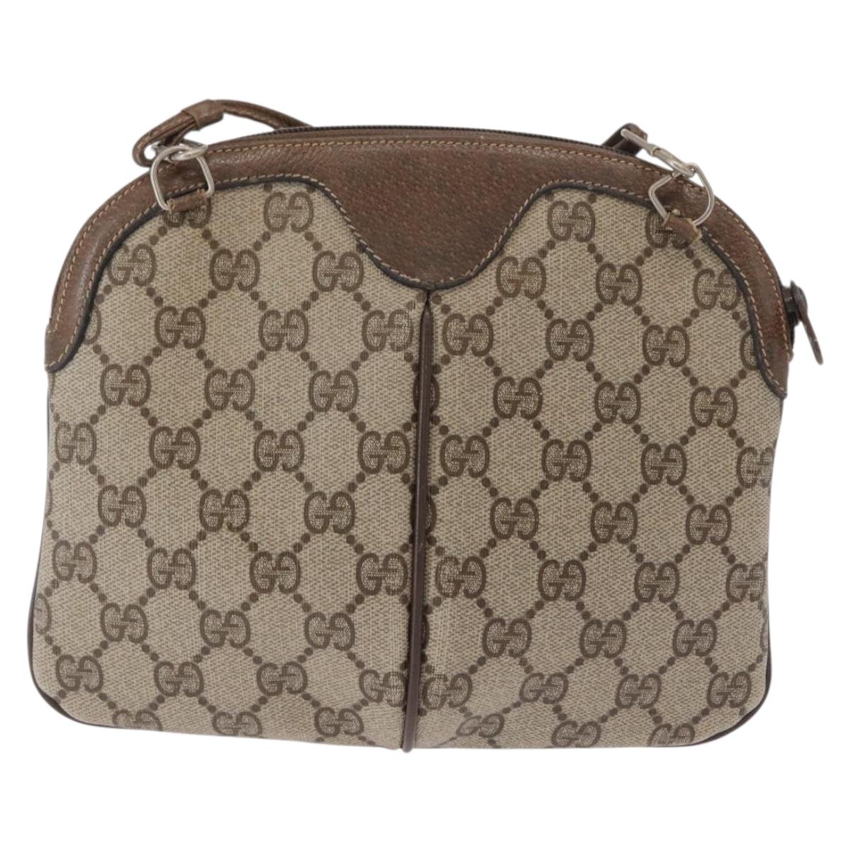 GUCCI GG Supreme Web Sherry Line Bag PVC Beige Gold 904 02 047 Auth ep12468