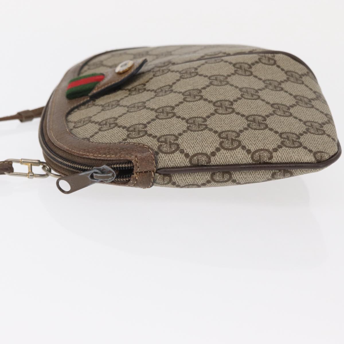 GUCCI GG Supreme Web Sherry Line Bag PVC Beige Gold 904 02 047 Auth ep12468