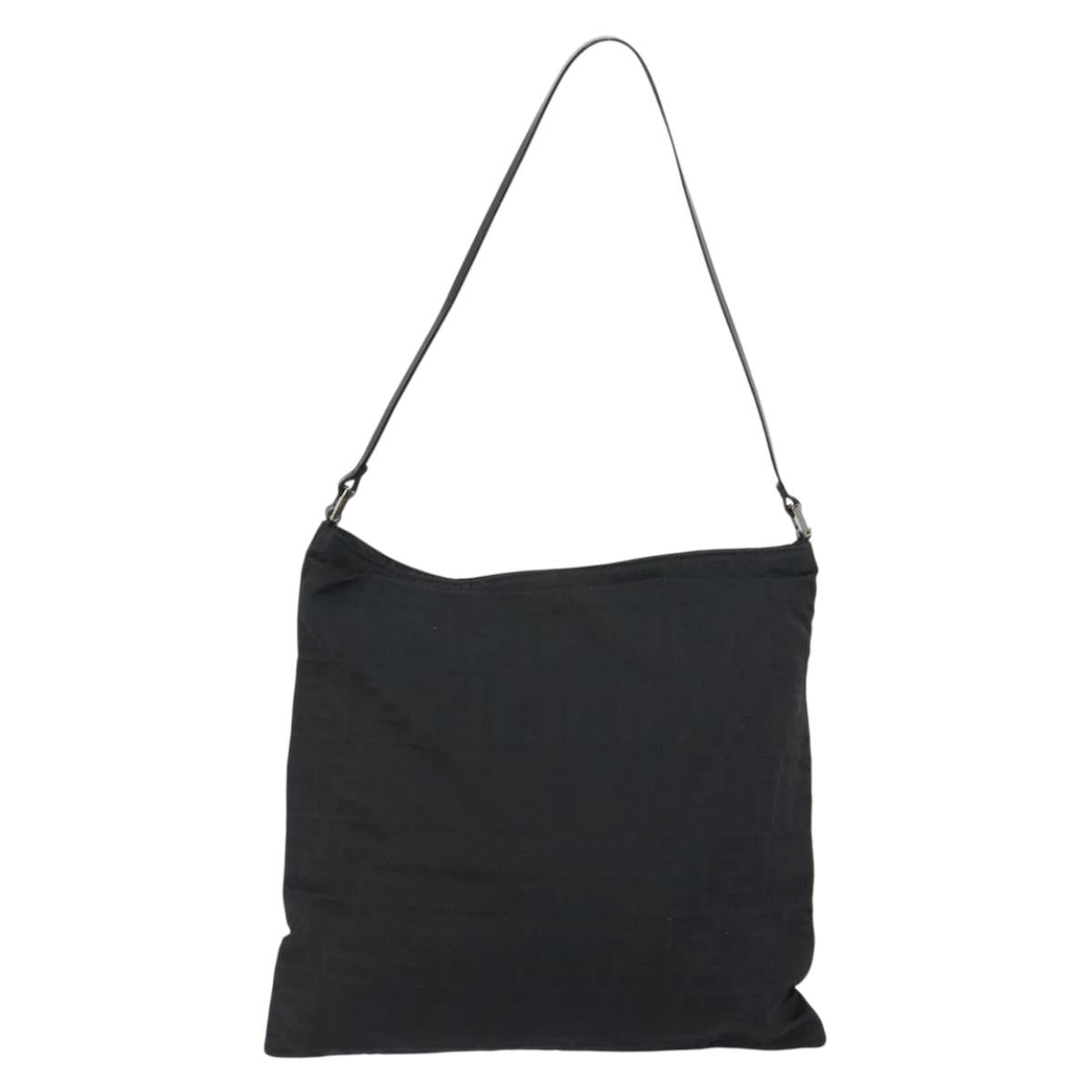 FENDI Zucca Canvas Shoulder Bag Silver Black Auth ep12476