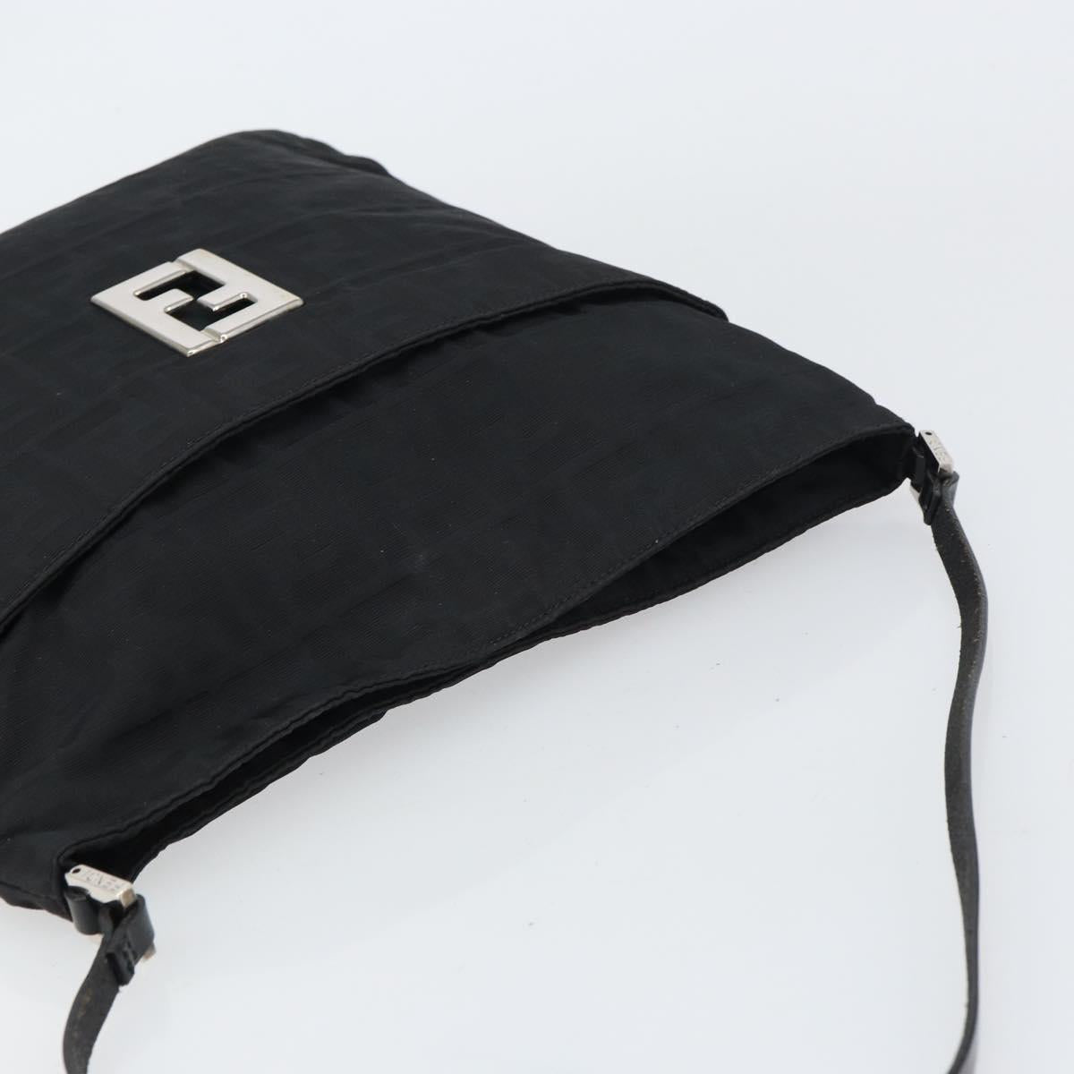 FENDI Zucca Canvas Shoulder Bag Silver Black Auth ep12476