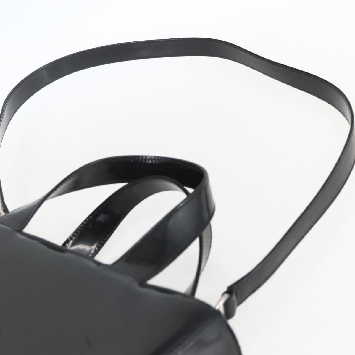 GUCCI Hand Bag Enamel 2way Black Silver 000 1013 0504 Auth ep12477