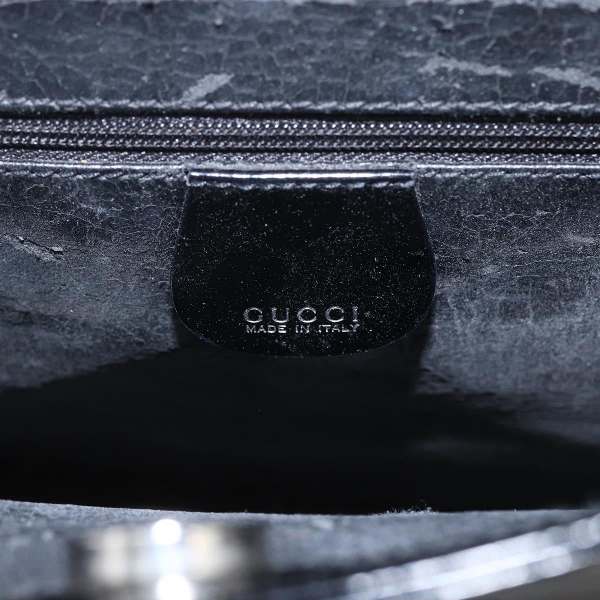 GUCCI Hand Bag Enamel 2way Black Silver 000 1013 0504 Auth ep12477