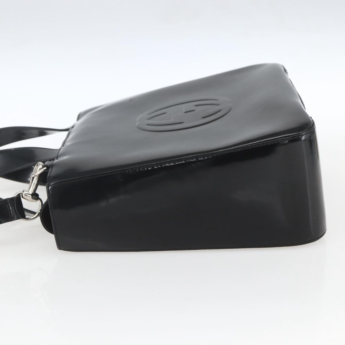 GUCCI Hand Bag Enamel 2way Black Silver 000 1013 0504 Auth ep12477