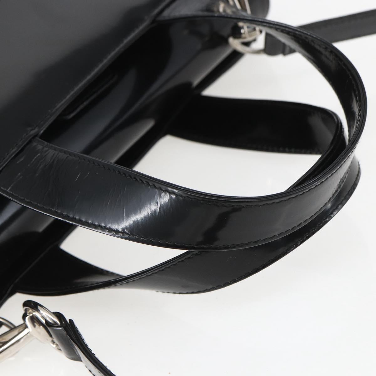 GUCCI Hand Bag Enamel 2way Black Silver 000 1013 0504 Auth ep12477