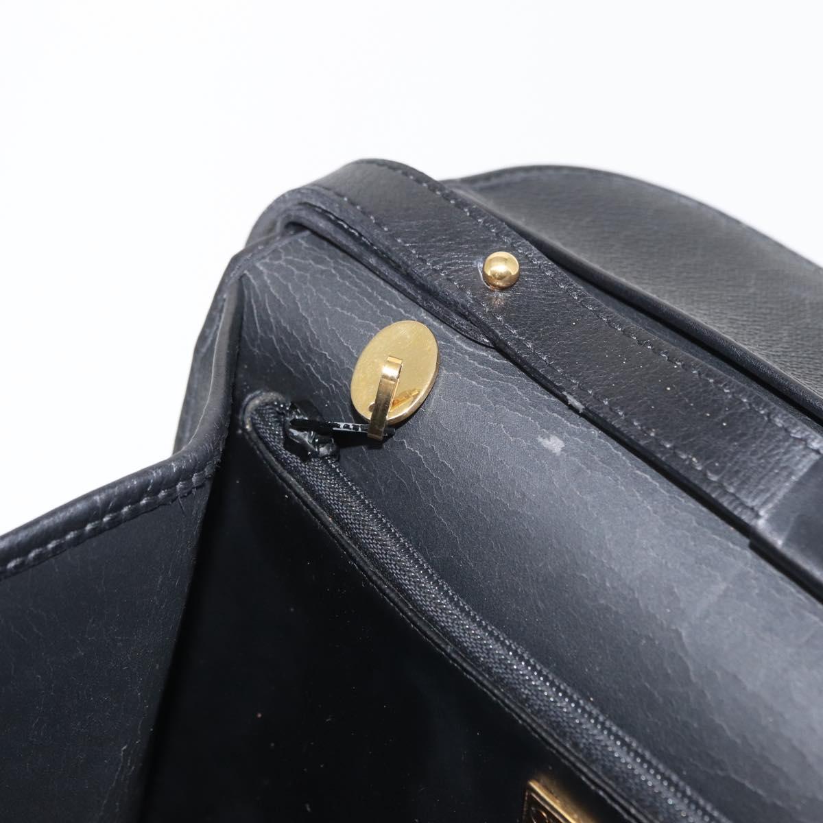 Christian Dior Honeycomb Canvas Hand Bag PVC 2way Black Gold Auth ep12478