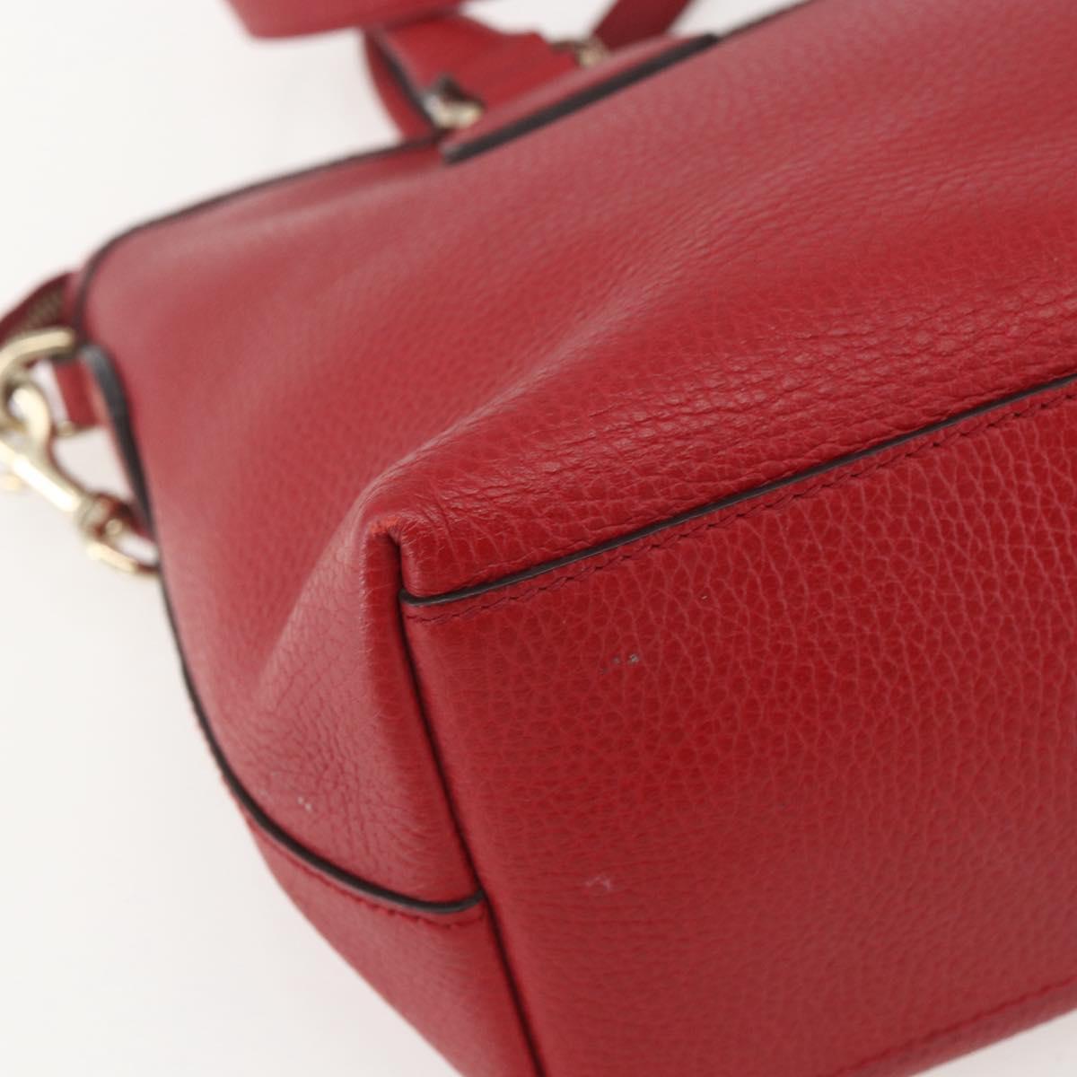 GUCCI Interlocking Hand Bag Leather 2way Red Gold 449659 Auth ep12480