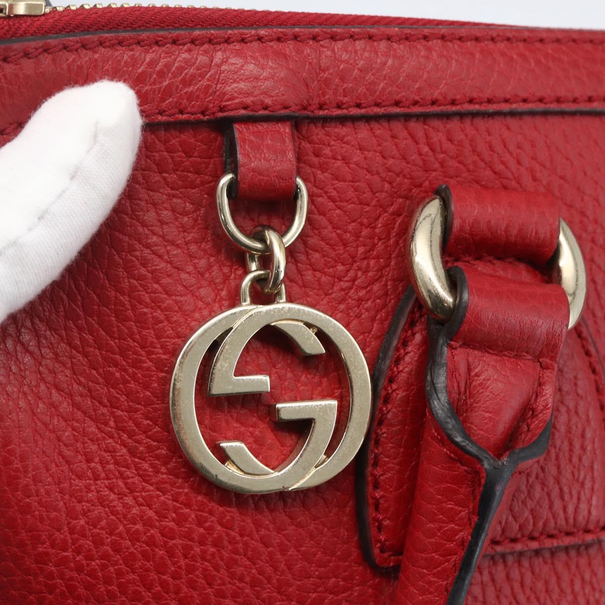 GUCCI Interlocking Hand Bag Leather 2way Red Gold 449659 Auth ep12480