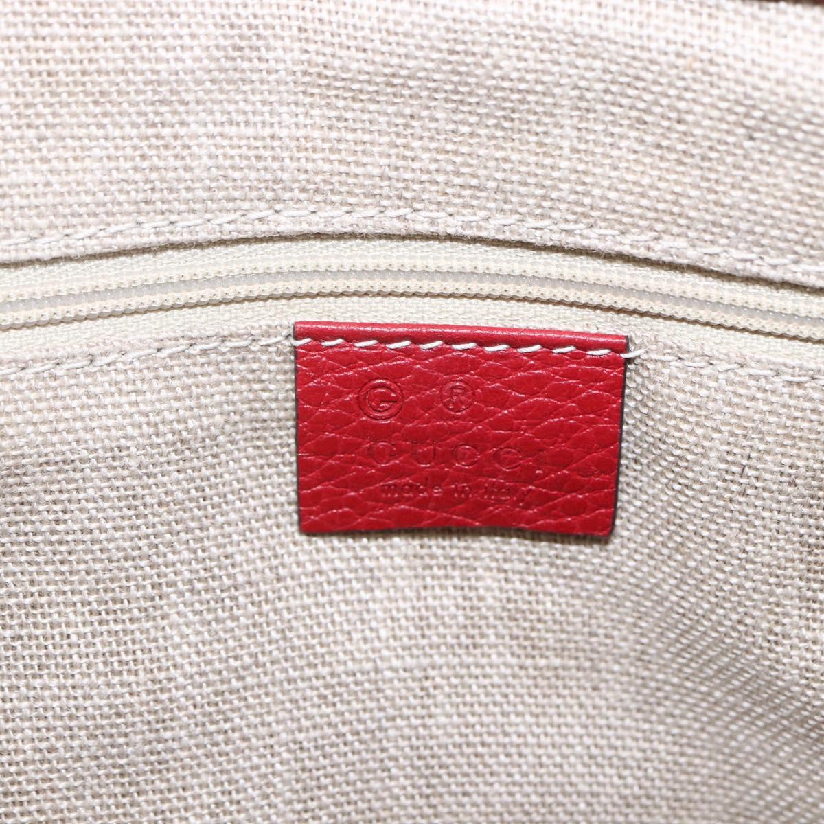 GUCCI Interlocking Hand Bag Leather 2way Red Gold 449659 Auth ep12480