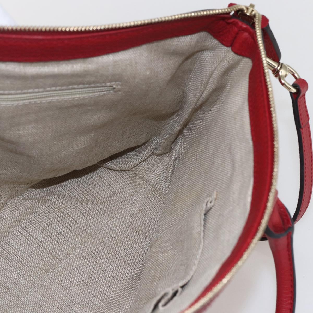 GUCCI Interlocking Hand Bag Leather 2way Red Gold 449659 Auth ep12480
