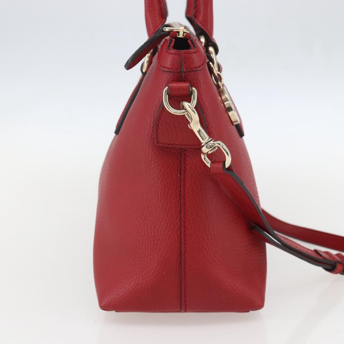 GUCCI Interlocking Hand Bag Leather 2way Red Gold 449659 Auth ep12480