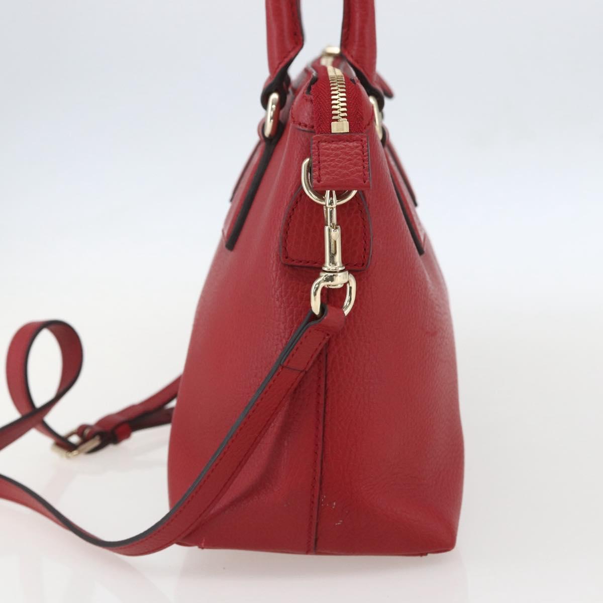 GUCCI Interlocking Hand Bag Leather 2way Red Gold 449659 Auth ep12480