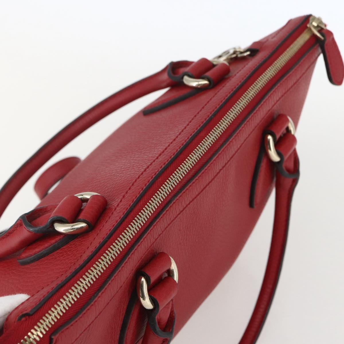 GUCCI Interlocking Hand Bag Leather 2way Red Gold 449659 Auth ep12480