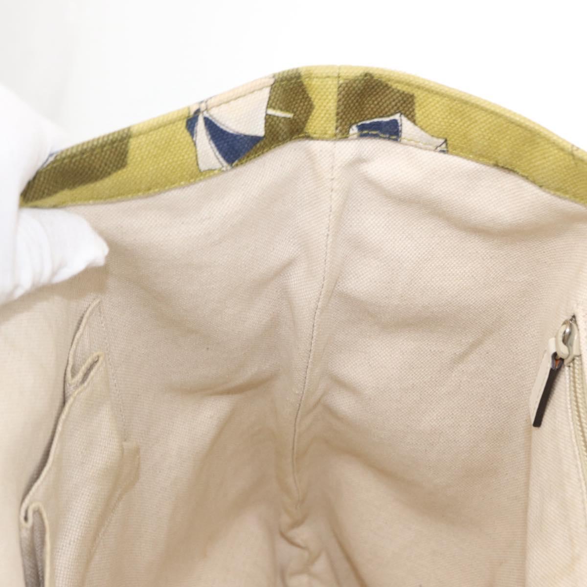 GUCCI Tote Bag Canvas Gold Green 295252 Auth ep12483