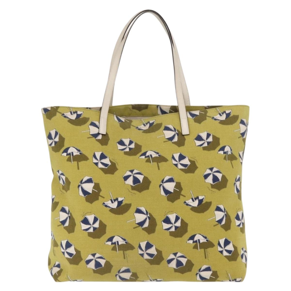 GUCCI Tote Bag Canvas Gold Green 295252 Auth ep12483
