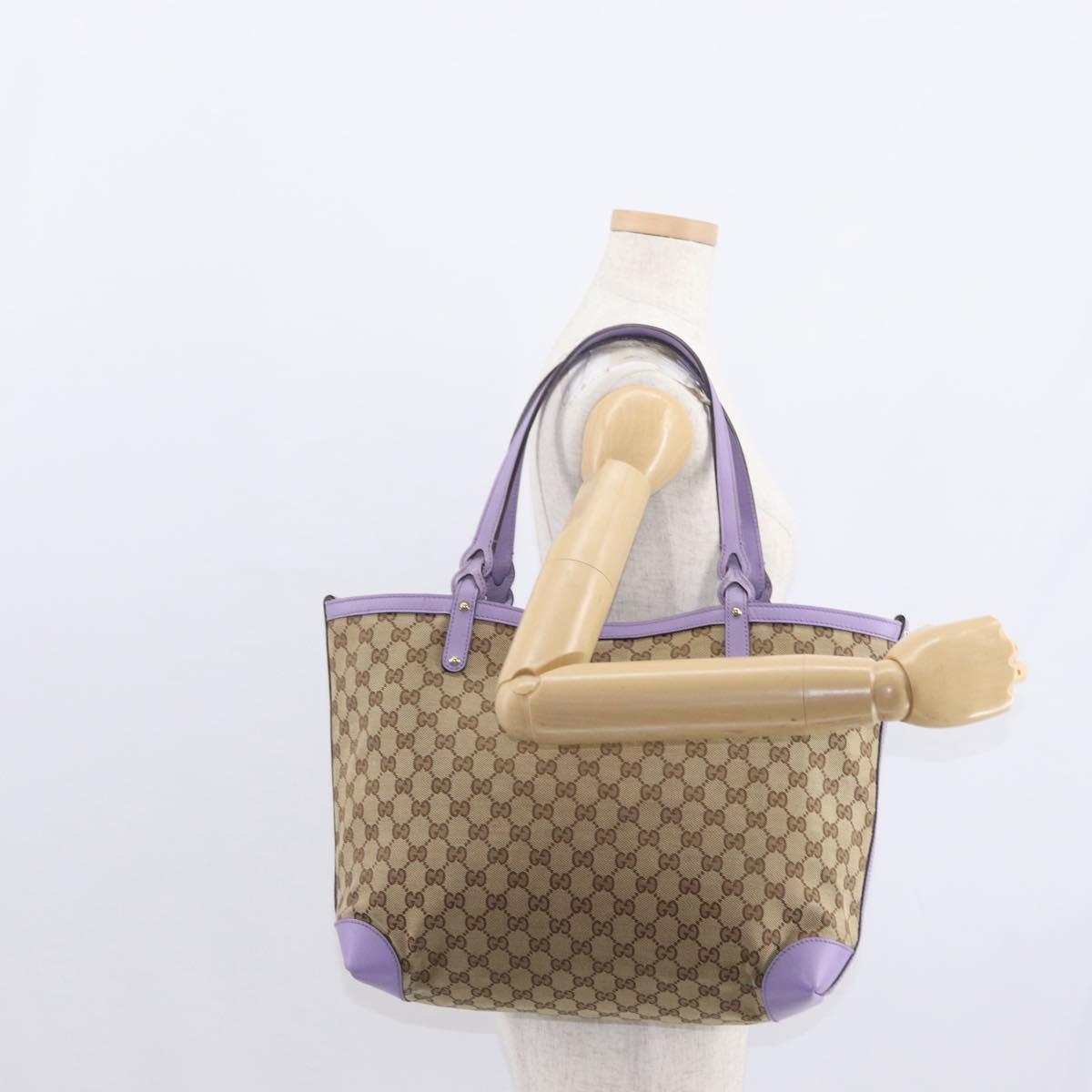 GUCCI GG Canvas Tote Bag Beige Gold 247209 Auth ep12485