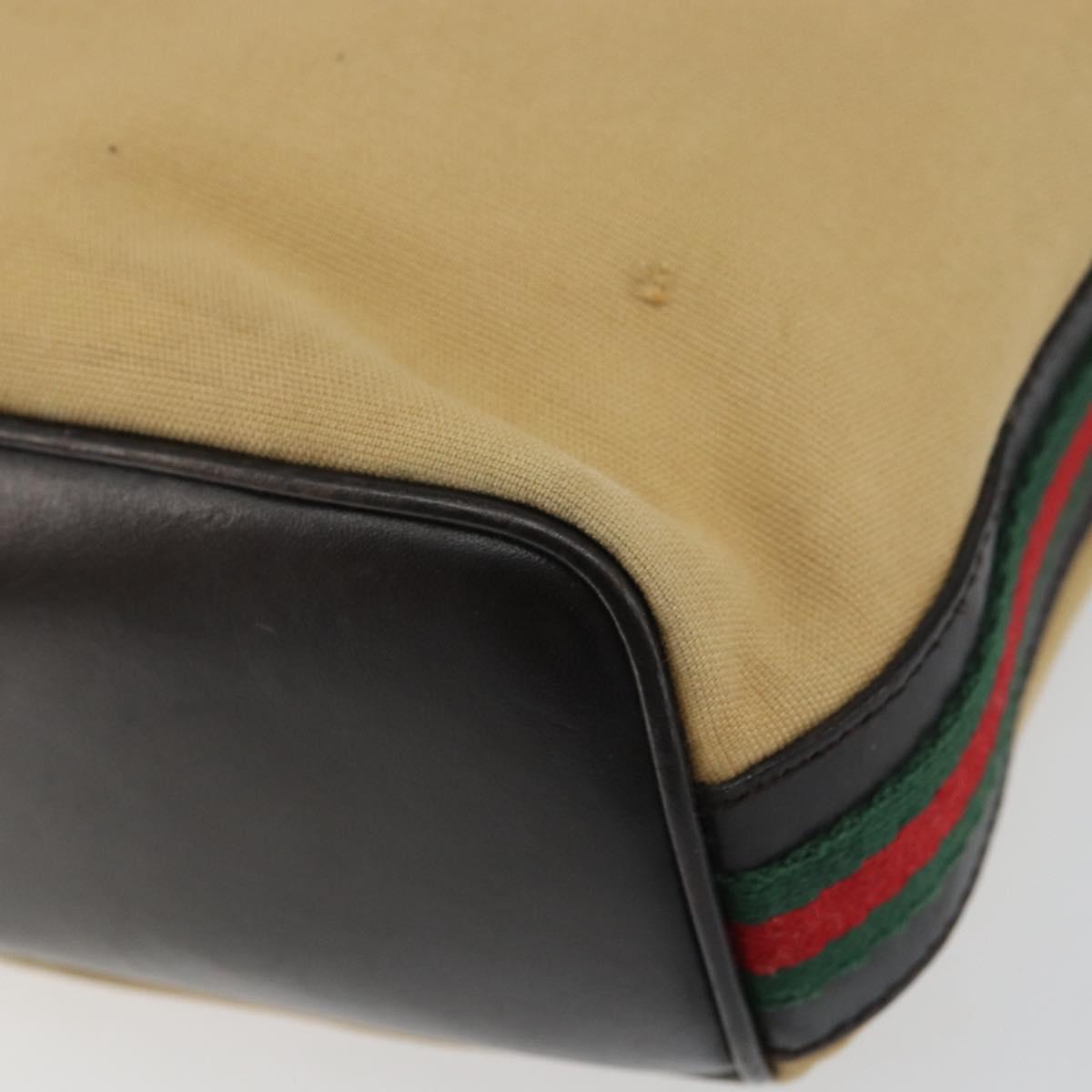 GUCCI Web Sherry Line Shoulder Bag Canvas Beige Gold 001 4288 Auth ep12486