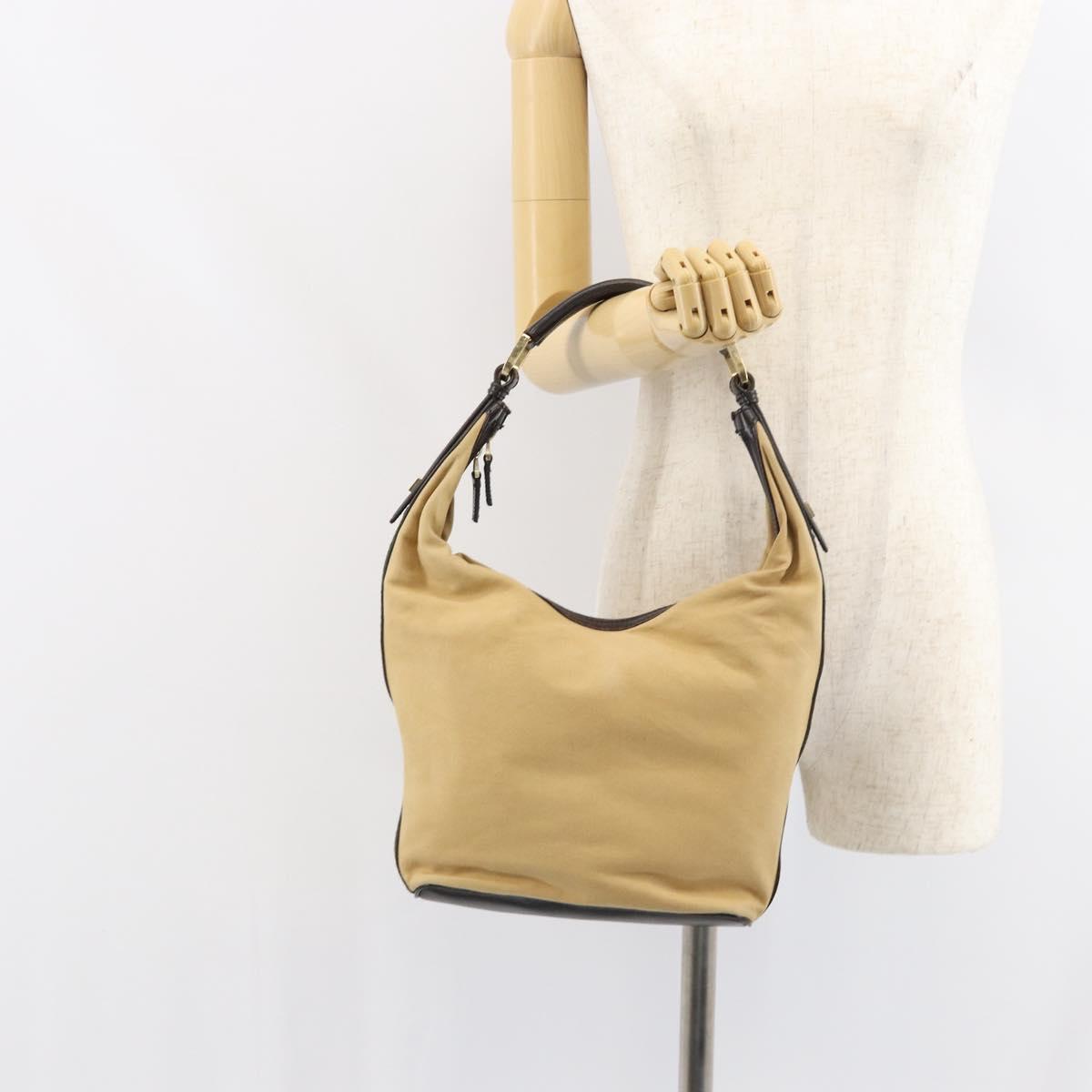 GUCCI Web Sherry Line Shoulder Bag Canvas Beige Gold 001 4288 Auth ep12486