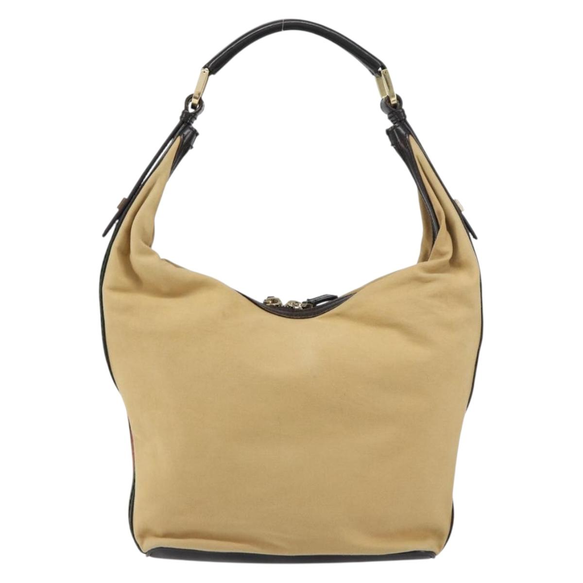 GUCCI Web Sherry Line Shoulder Bag Canvas Beige Gold 001 4288 Auth ep12486