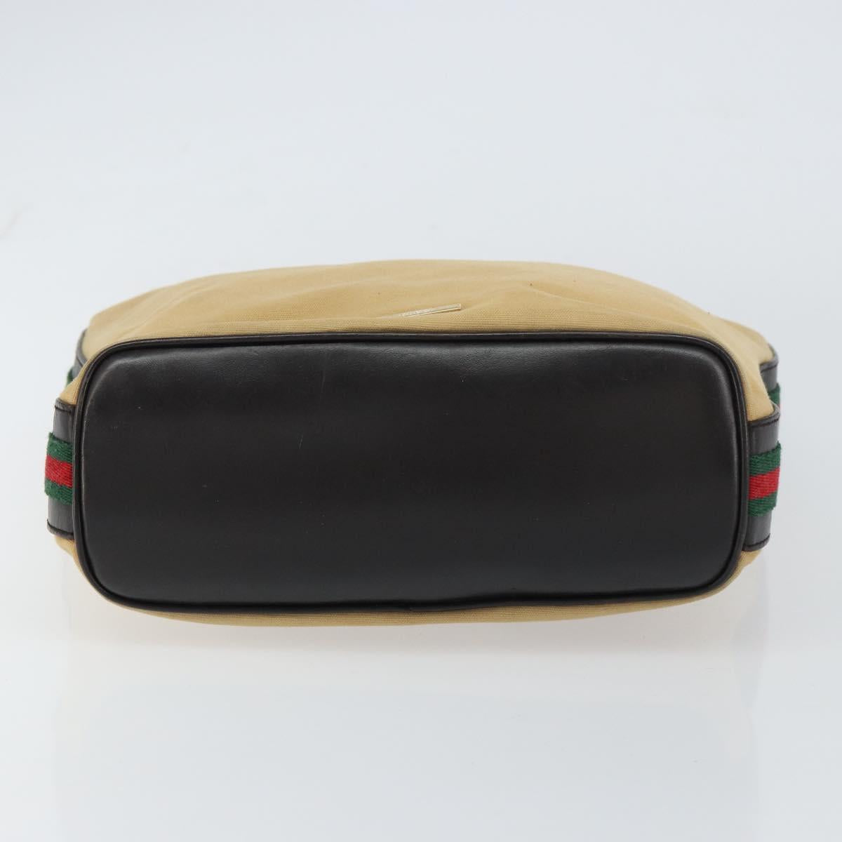 GUCCI Web Sherry Line Shoulder Bag Canvas Beige Gold 001 4288 Auth ep12486