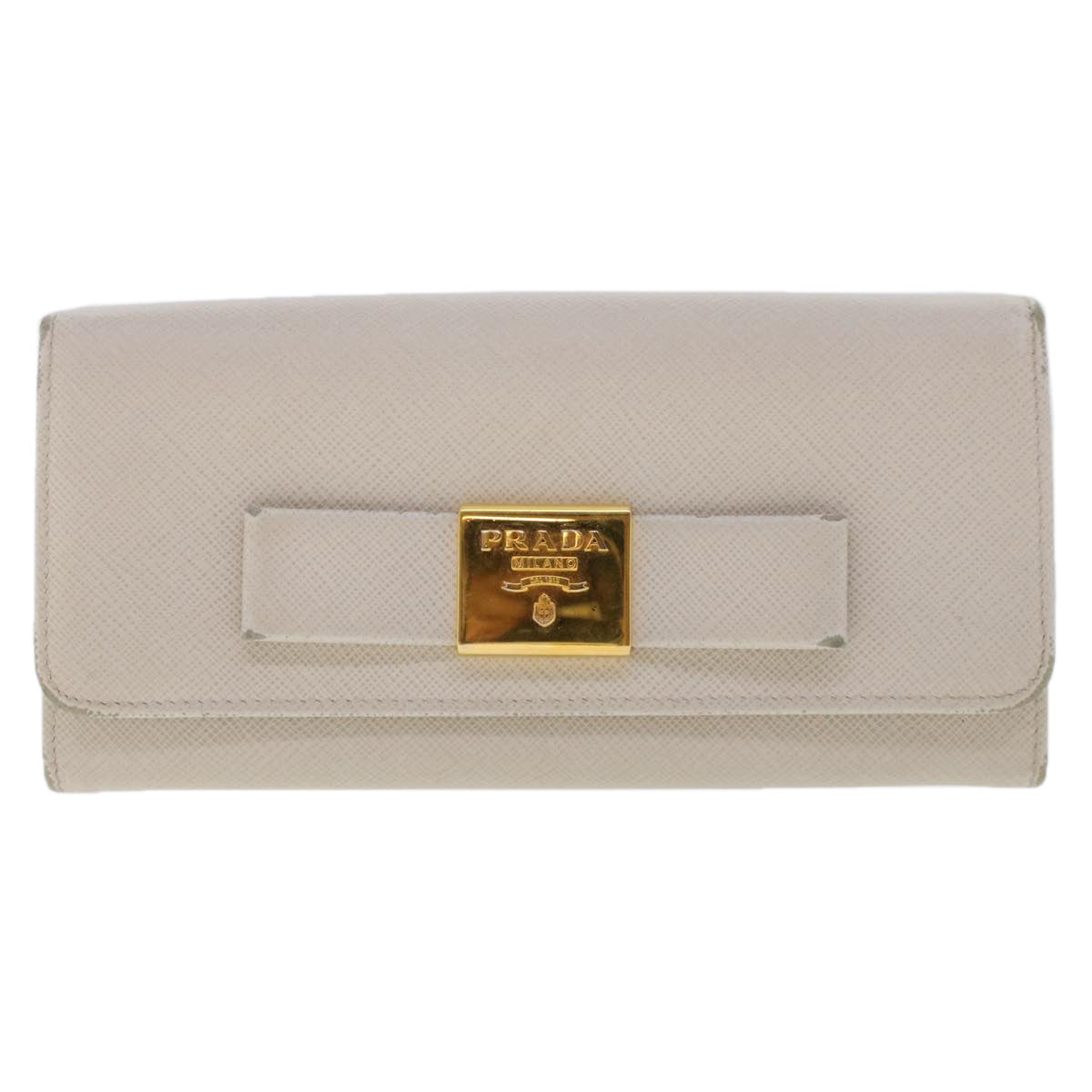 PRADA Long Wallet Safiano leather White Auth ep1249