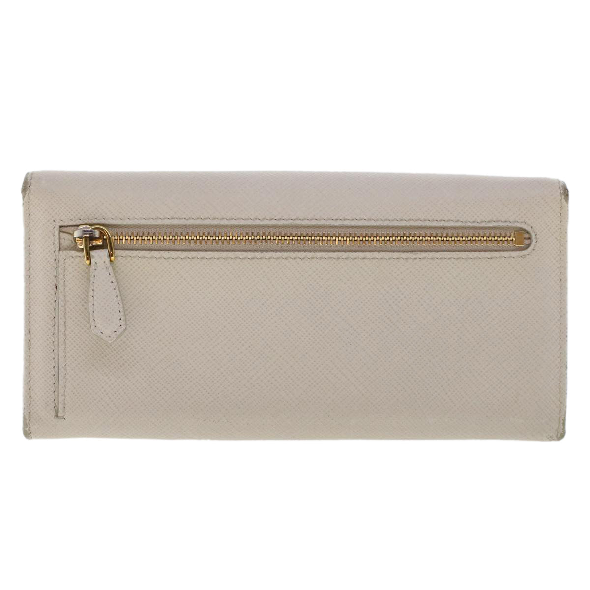 PRADA Long Wallet Safiano leather White Auth ep1249