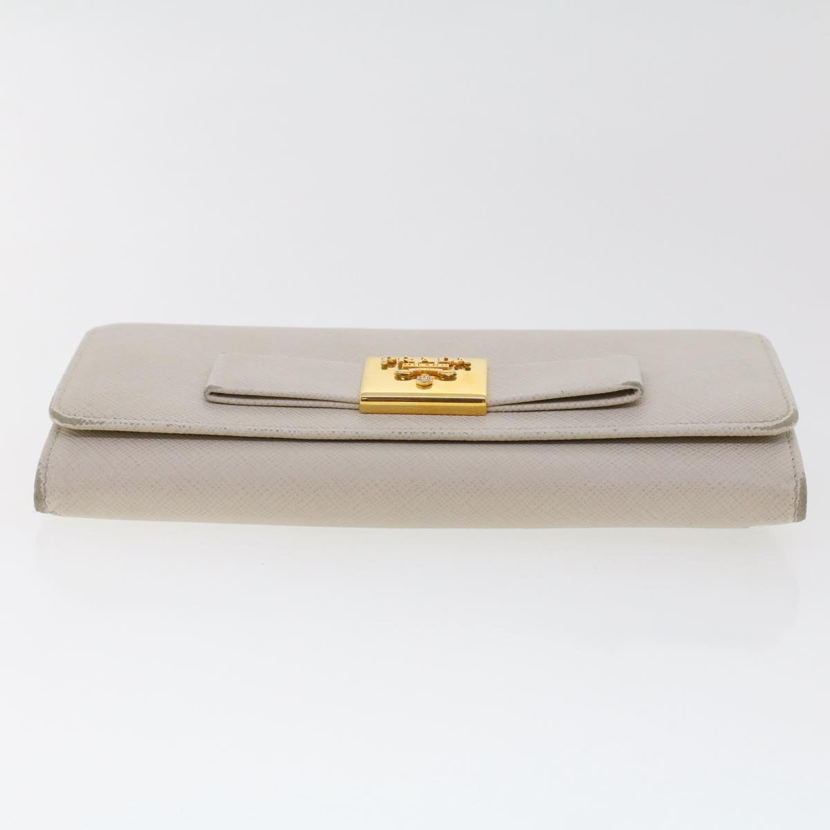 PRADA Long Wallet Safiano leather White Auth ep1249