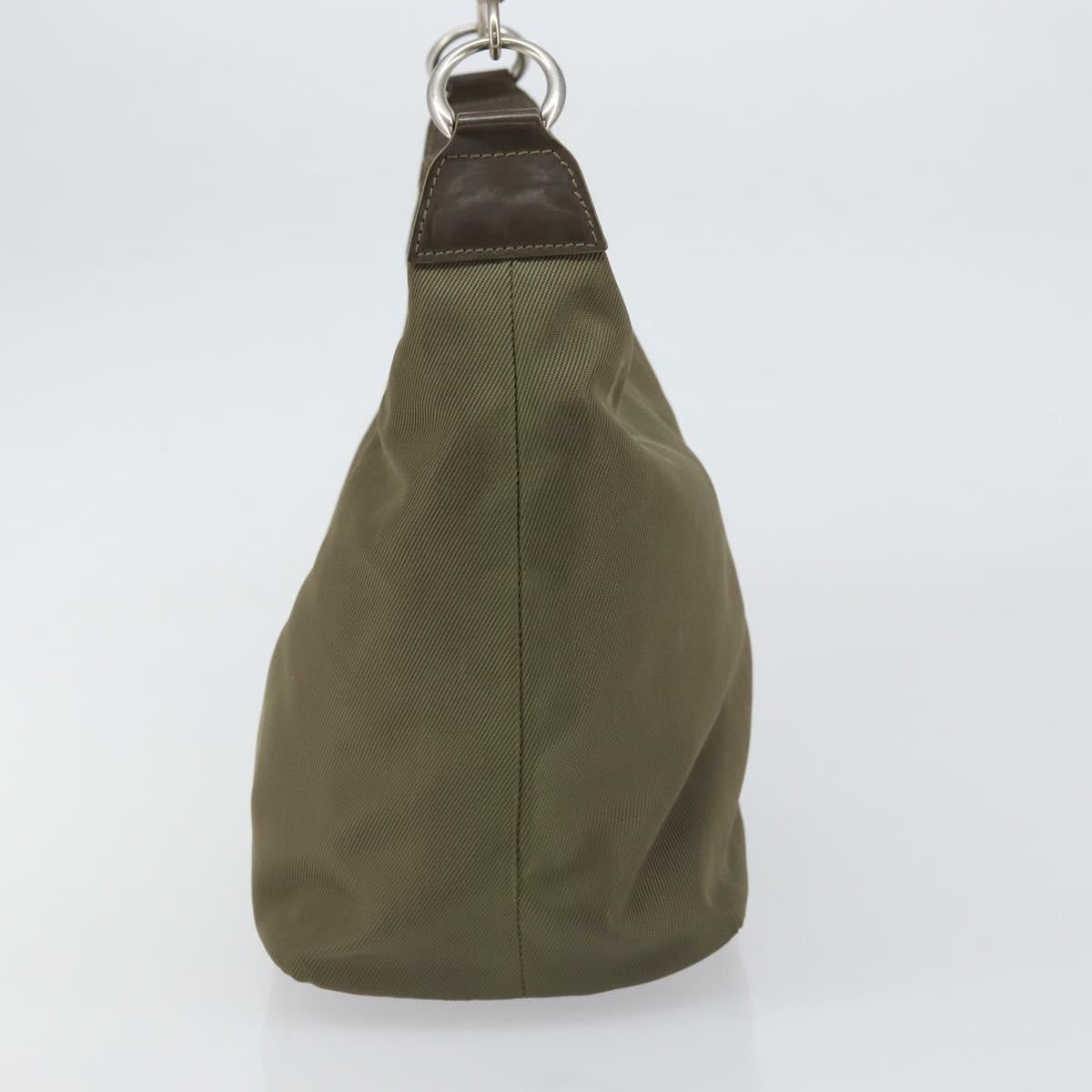GUCCI Bamboo Shoulder Bag Nylon Khaki Silver 000 0531 Auth ep12494