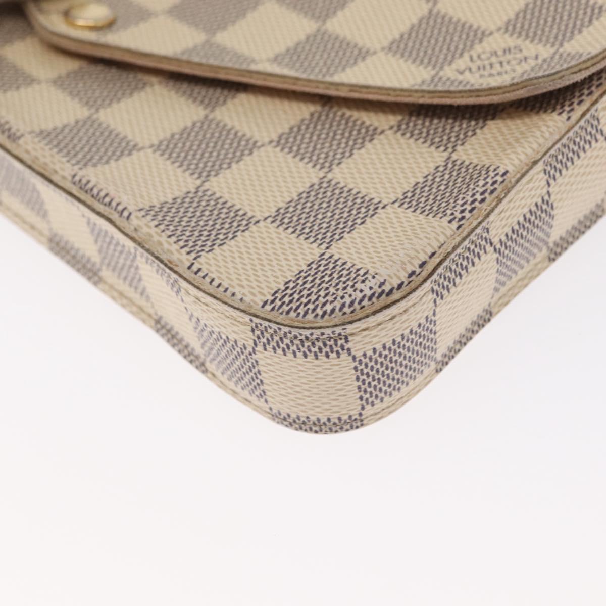 LOUIS VUITTON Damier Azur Pochette Felicie Chain Wallet N63106 LV Auth ep12496