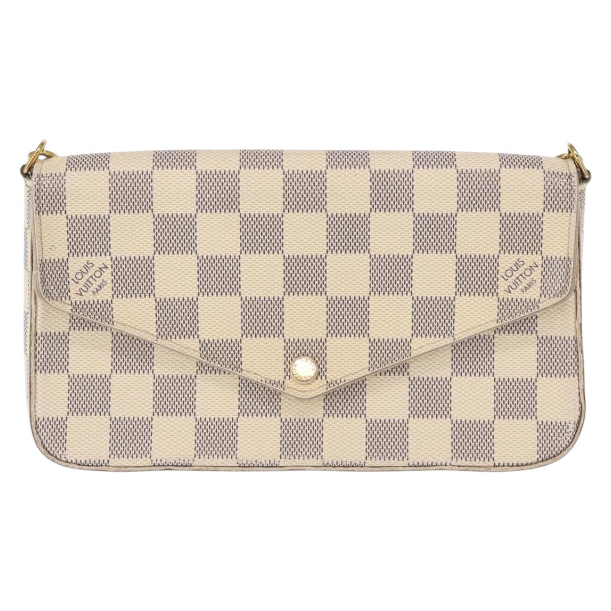 LOUIS VUITTON Damier Azur Pochette Felicie Chain Wallet N63106 LV Auth ep12496