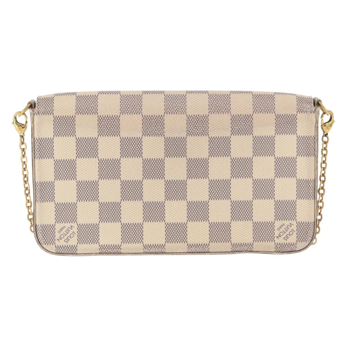 LOUIS VUITTON Damier Azur Pochette Felicie Chain Wallet N63106 LV Auth ep12496
