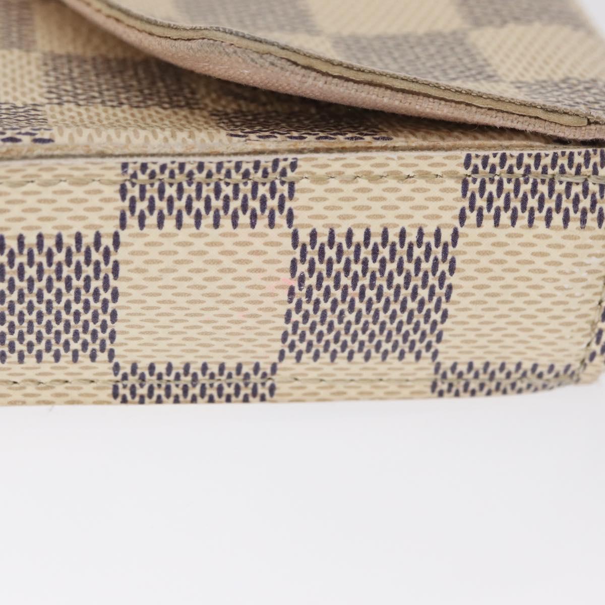 LOUIS VUITTON Damier Azur Pochette Felicie Chain Wallet N63106 LV Auth ep12496