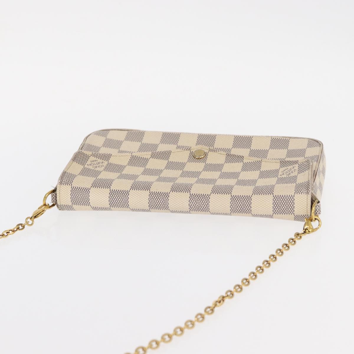 LOUIS VUITTON Damier Azur Pochette Felicie Chain Wallet N63106 LV Auth ep12496
