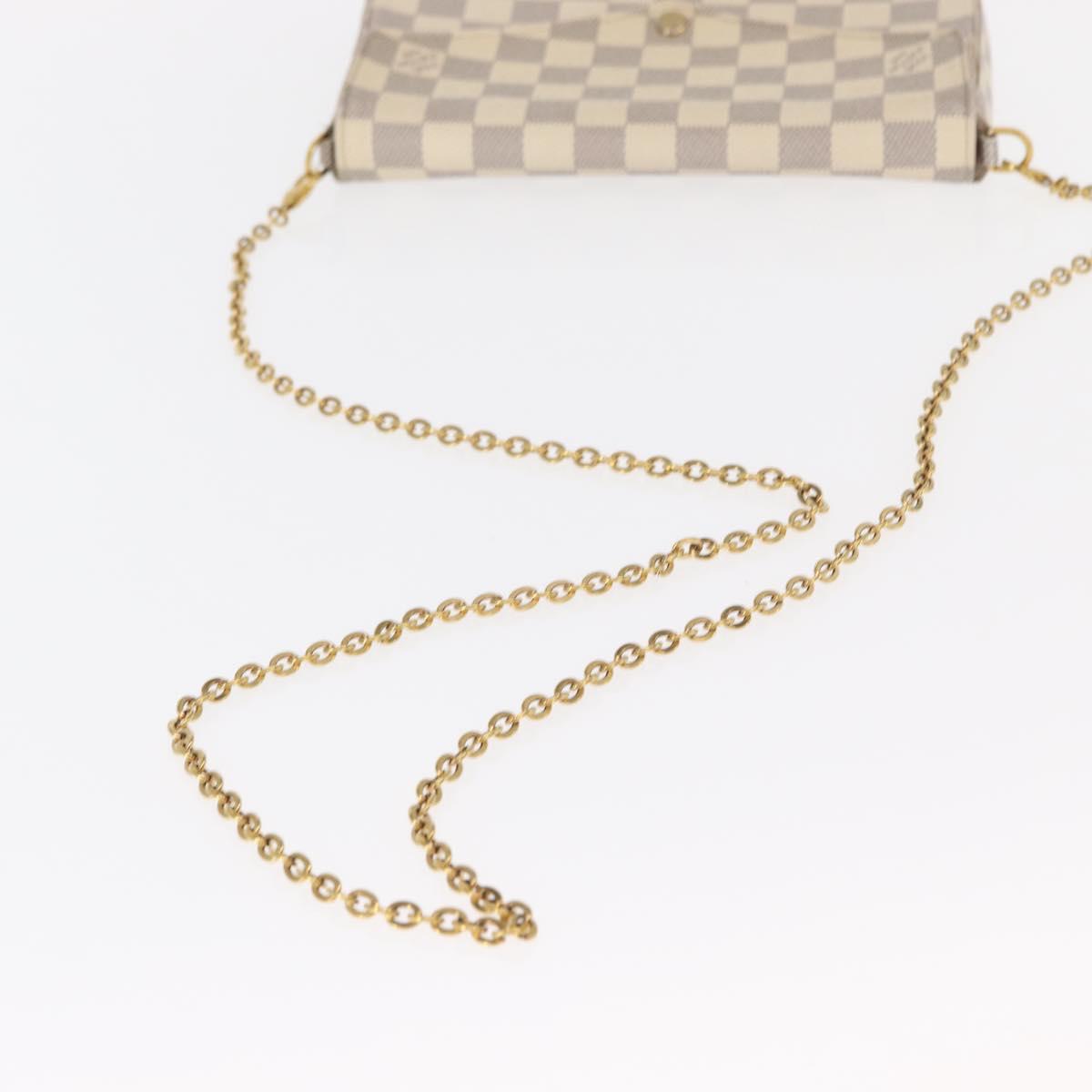 LOUIS VUITTON Damier Azur Pochette Felicie Chain Wallet N63106 LV Auth ep12496