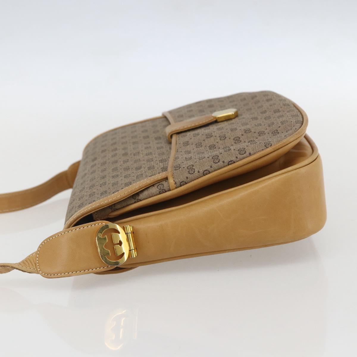 GUCCI Micro GG Supreme Shoulder Bag PVC Beige Gold Auth ep12497