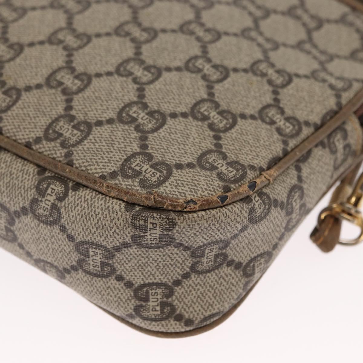 GUCCI GG Plus Supreme Shoulder Bag PVC Beige Gold Auth ep12498