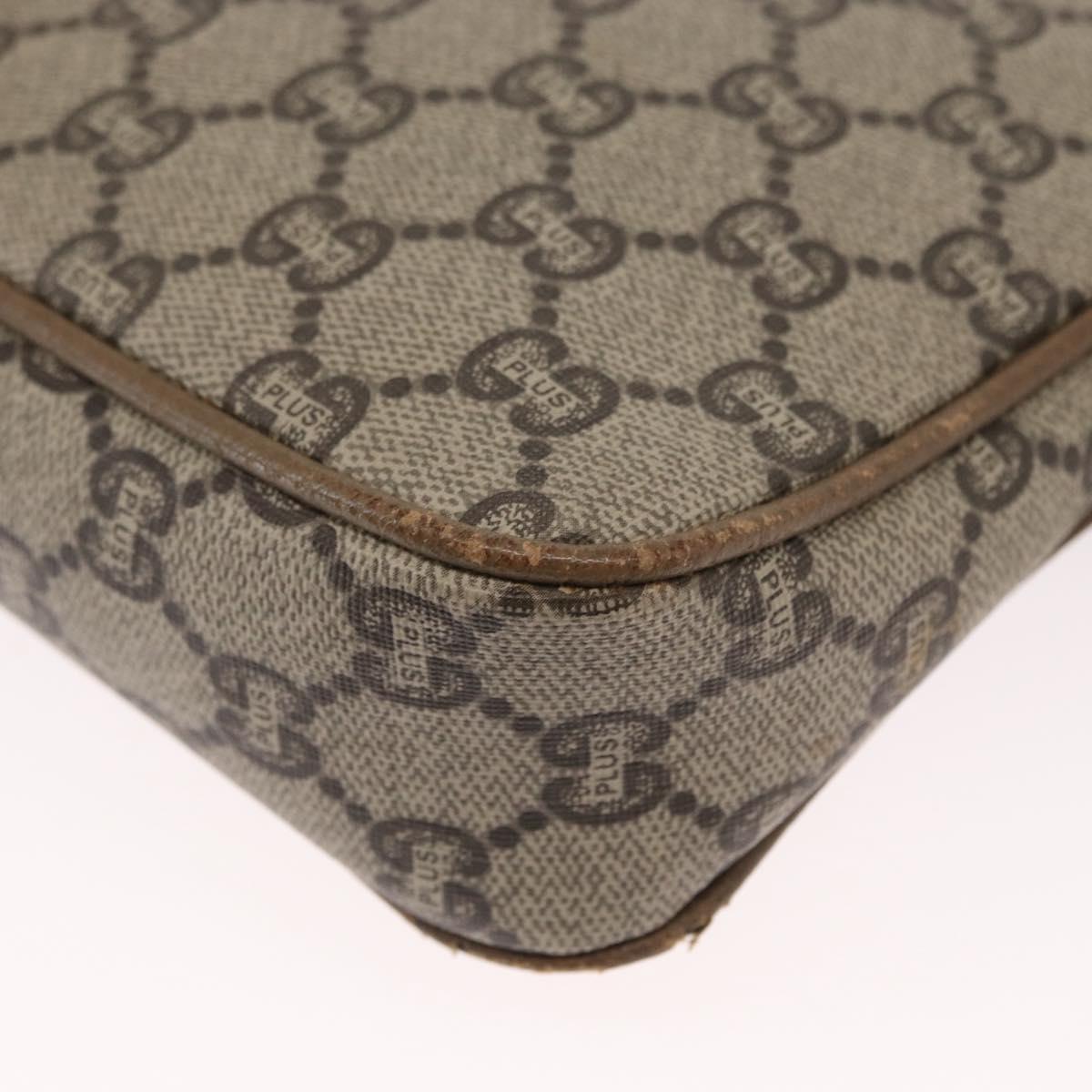 GUCCI GG Plus Supreme Shoulder Bag PVC Beige Gold Auth ep12498