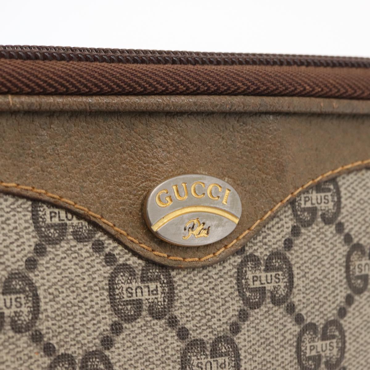 GUCCI GG Plus Supreme Shoulder Bag PVC Beige Gold Auth ep12498