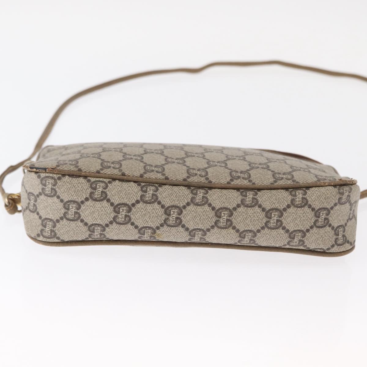 GUCCI GG Plus Supreme Shoulder Bag PVC Beige Gold Auth ep12498