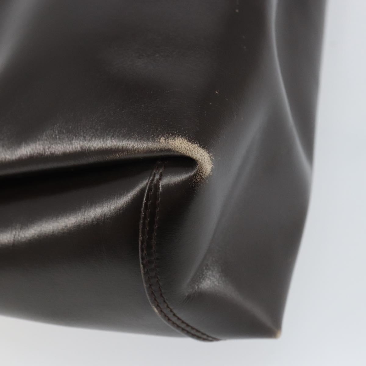 GUCCI Hand Bag Leather Dark Brown Gold 000 406 1080 Auth ep12502