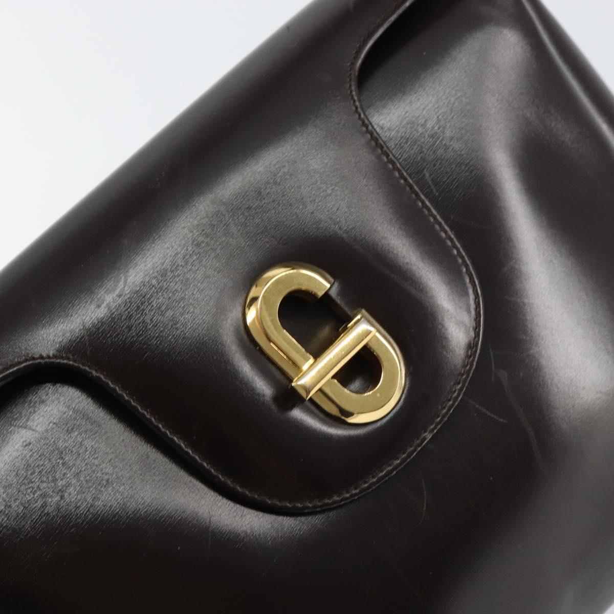GUCCI Hand Bag Leather Dark Brown Gold 000 406 1080 Auth ep12502